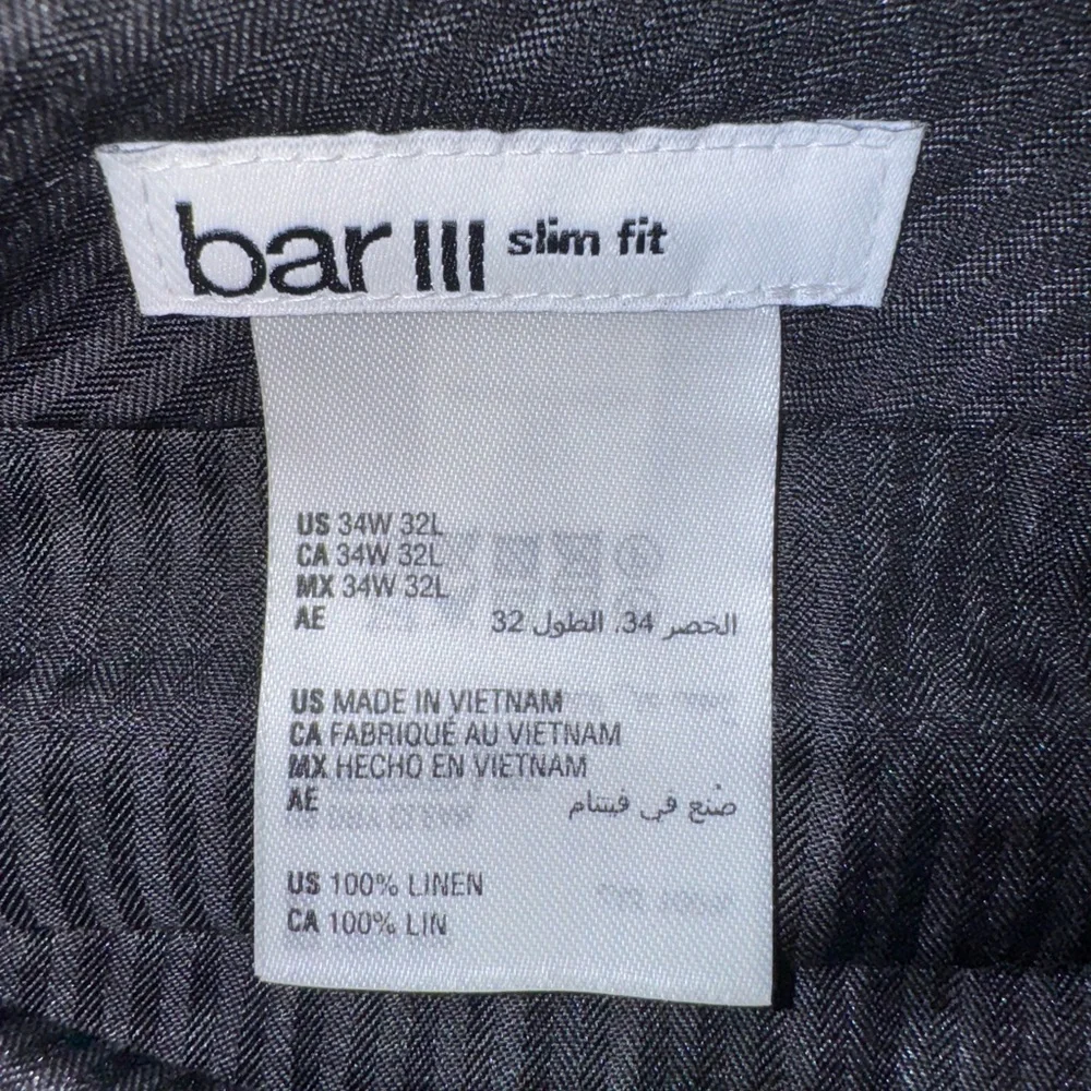 Bar III Men's Navy Dress Pants Slim Fit 100% Linen Size W34 L32